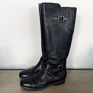 UGG Beryl Black Leather Riding Boots 7